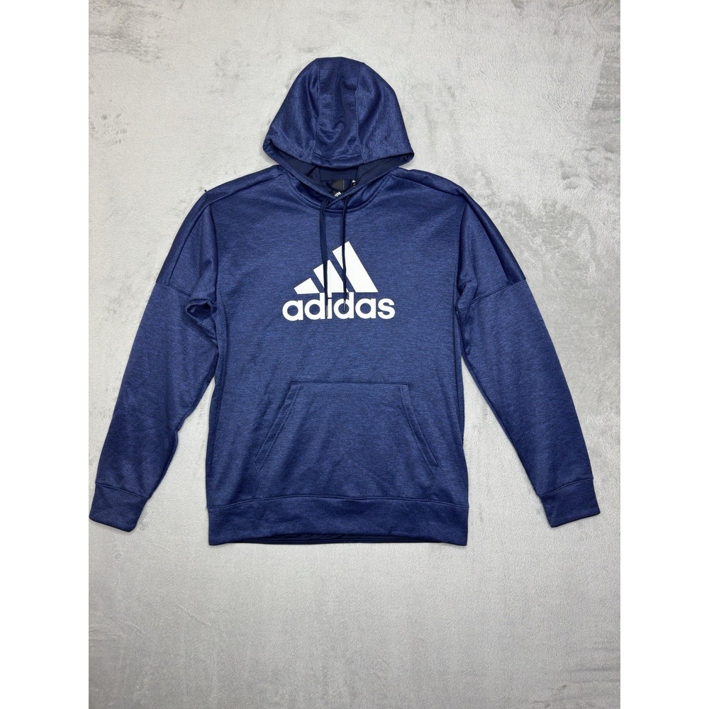 Adidas ClimaWarm Big Logo Pullover Sweatshirt Hoodie Men's Medium Navy Blue